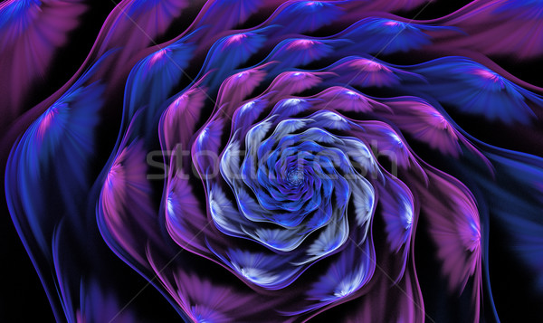 Frattale fiore blu fiori foglie illustrazione abstract Foto d'archivio © yurkina