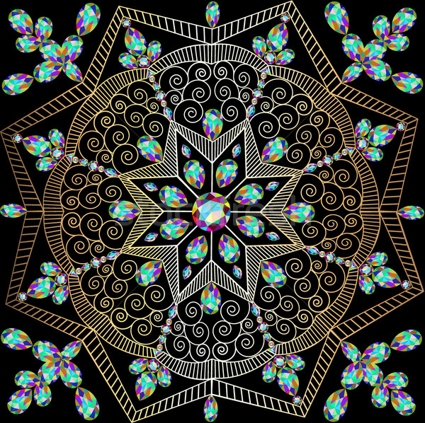 Ornamente pretios pietre ilustrare floare Imagine de stoc © yurkina