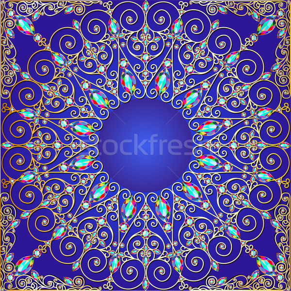 Illustration Edelsteine Gold Ornamente Mode Rahmen Stock foto © yurkina