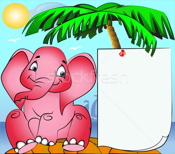  rose elephant on island and paper pinning on palm Stock photo © yurkina