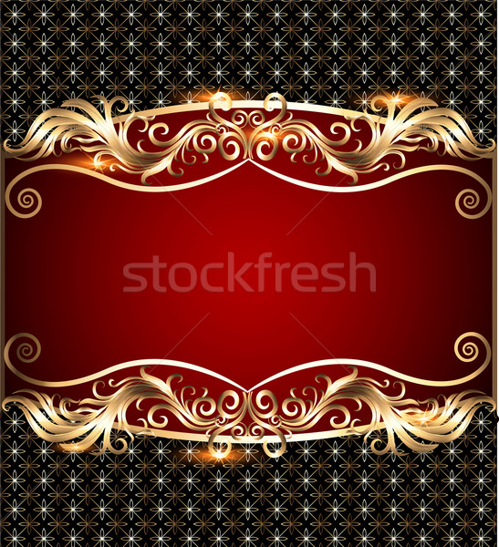 background with a strip with a gold vegetative ornament and a g Stock photo © yurkina
