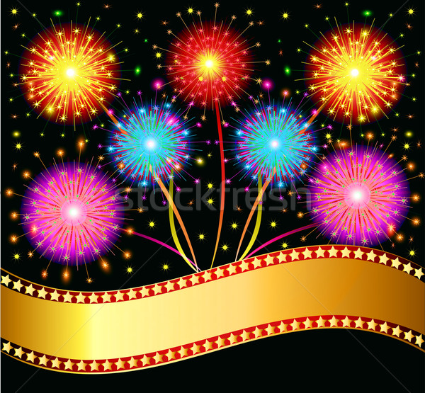   bright salute firework on black background Stock photo © yurkina