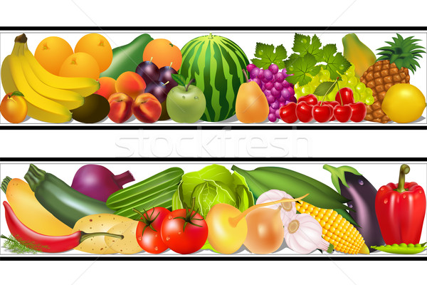 set food vegetables and fruits painting vector damp Stock photo © yurkina