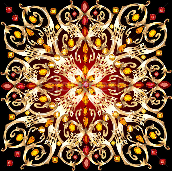 Illustratie goud patroon juwelen kostbaar stenen Stockfoto © yurkina