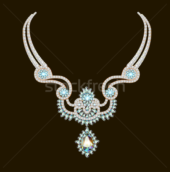 красивой ожерелье женщину блестящий Драгоценные камни моде Сток-фото © yurkina