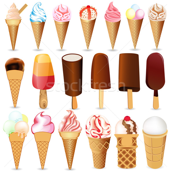 Stock photo: set ice cream on white background