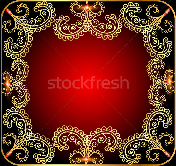  background with the frame with gold ornament and precious stone Stock photo © yurkina