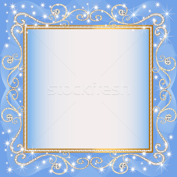 frame blue background with gold(en)(en) sample Stock photo © yurkina