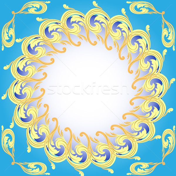 藍色 鍍金 樣品 信息 插圖 花 商業照片 © yurkina