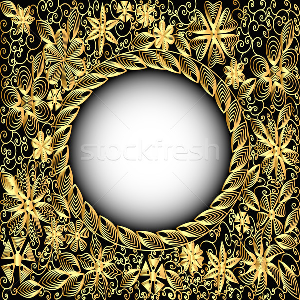  background frame gold(en) with floral pattern Stock photo © yurkina