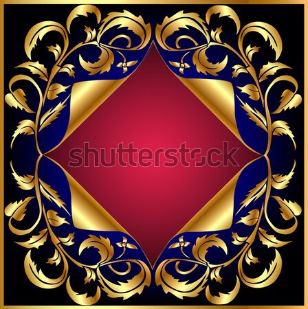  background with gold(en) vegetable pattern and wreathed small p Stock photo © yurkina