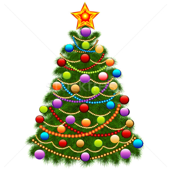  of the Christmas tree decorated with balls and beads Stock photo © yurkina