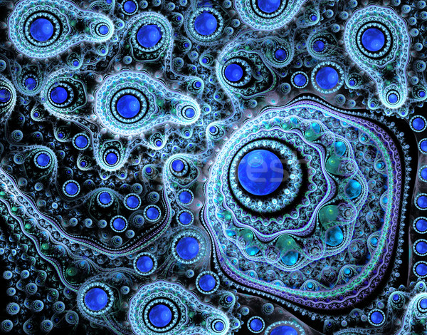 Stockfoto: Illustratie · fractal · kant · ornament · Blauw