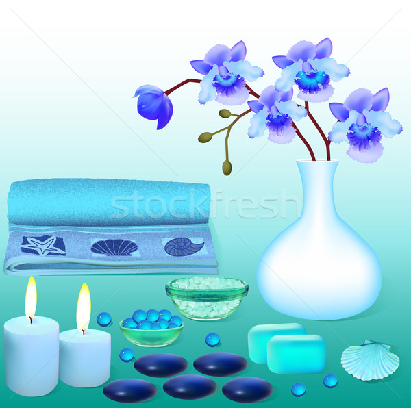 溫泉 花卉 鹽 肥皂 插圖 性質 商業照片 © yurkina