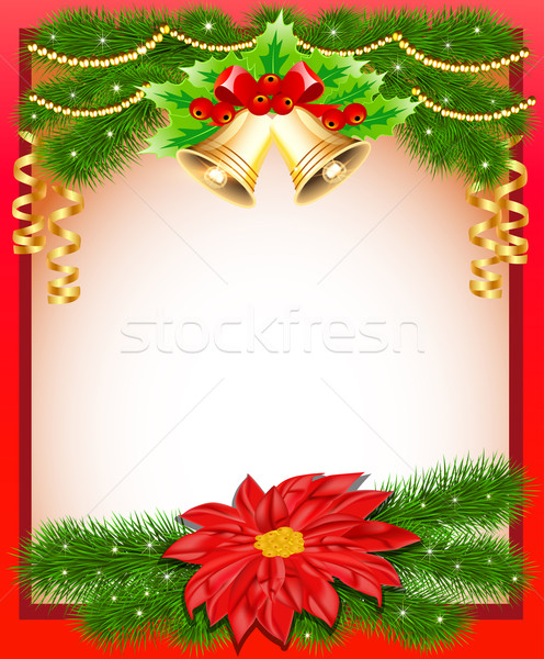  background Christmas with flower bells and fir branches Stock photo © yurkina