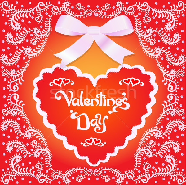 of a postcard on Valentine's day with the heart and ornament Stock photo © yurkina