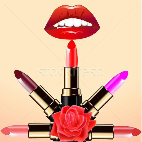 Establecer brillante labios aumentó ilustración Foto stock © yurkina
