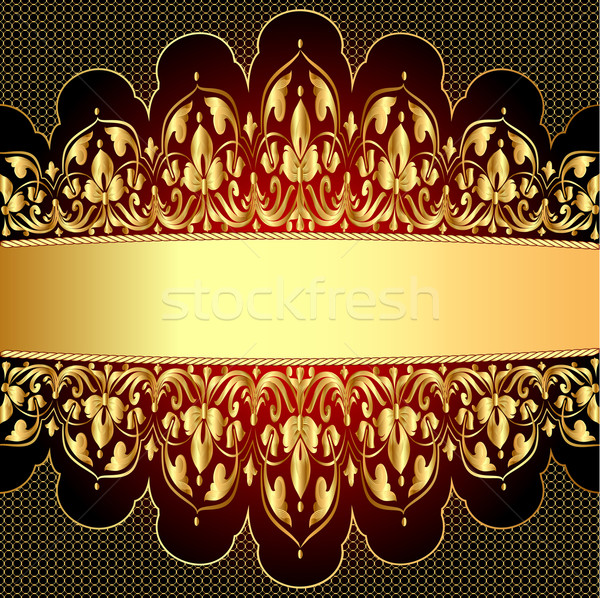  gold background with a strip with a gold vegetative ornament Stock photo © yurkina