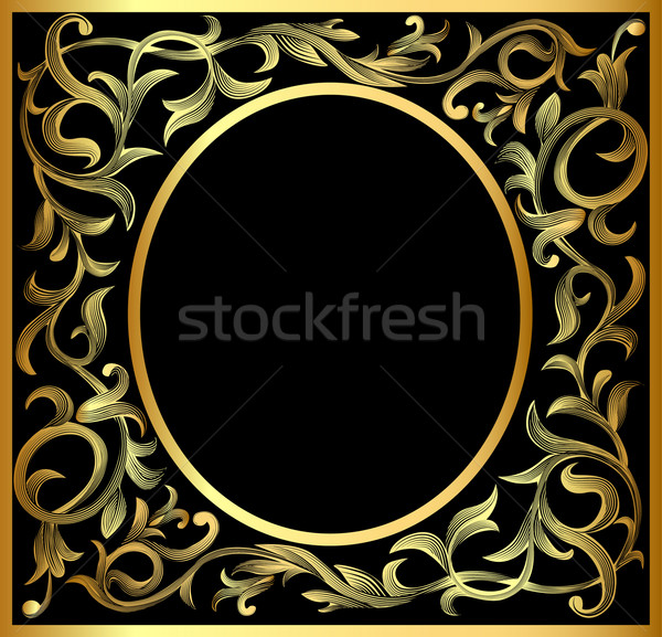 Vegetali oro pattern frame illustrazione Foto d'archivio © yurkina