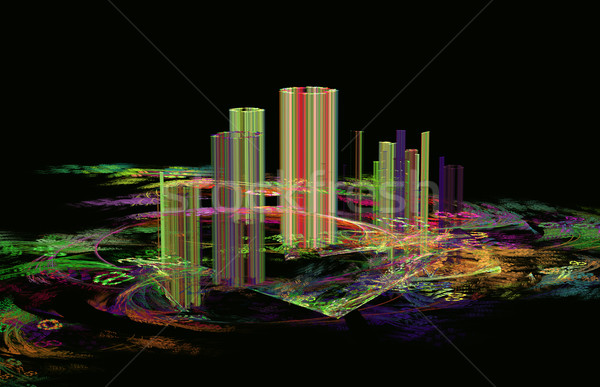 illustration of fractal abstraction background blur ghost town Stock photo © yurkina