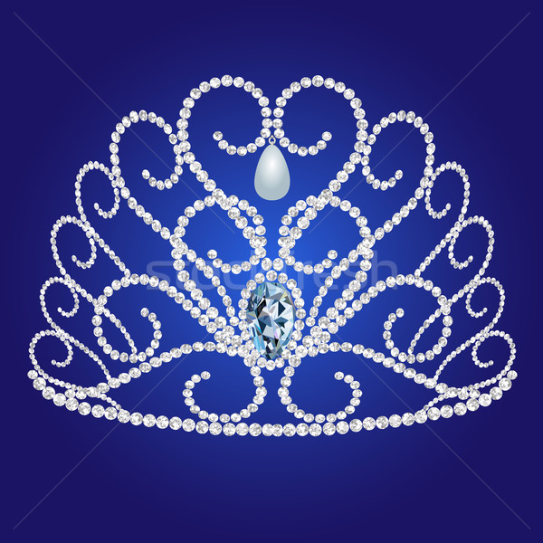  diadem feminine wedding on we turn blue background Stock photo © yurkina