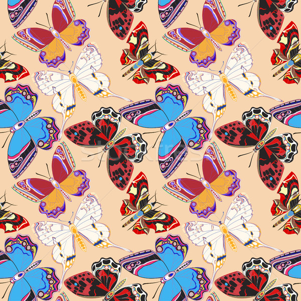 Illustration seamless background decorative colored butterflies  Stock photo © yurkina