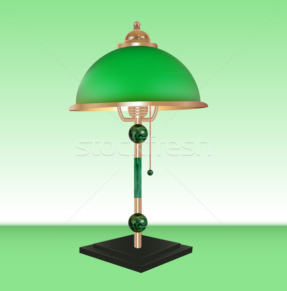 Imagine de stoc: Vector · tabel · lampă · bronz · sticlă · verde