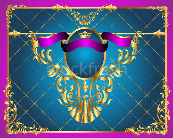 background frame with gold(en) vegetable ornament and net Stock photo © yurkina