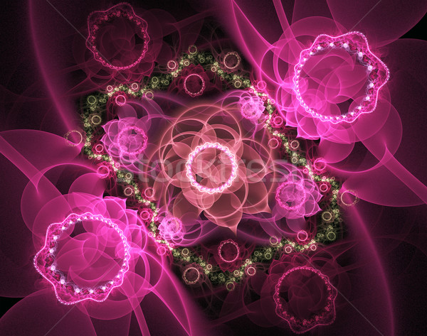 分形 花卉 玫瑰 花邊 插圖 計算機 商業照片 © yurkina