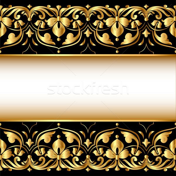 gold background with a strip with a gold vegetative ornament Stock photo © yurkina