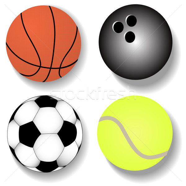 Készlet labda kosárlabda futball tenisz illusztráció Stock fotó © yurkina