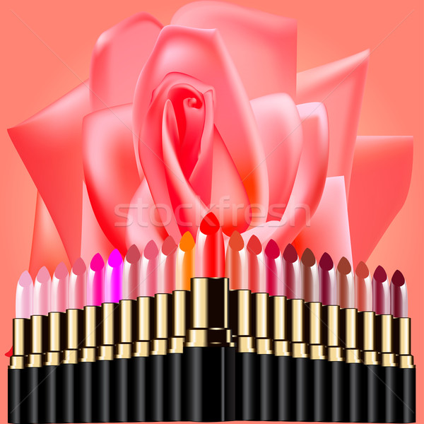 Set rosa illustrazione design bellezza nero Foto d'archivio © yurkina