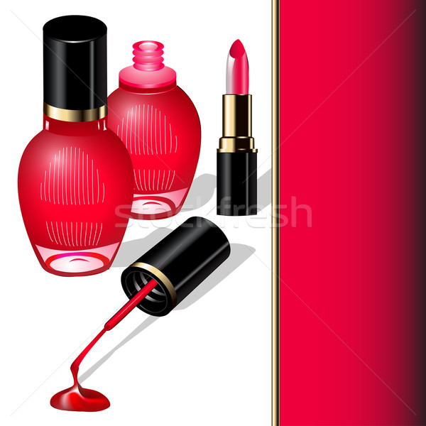 Nagellak borstel drop lippenstift illustratie mode Stockfoto © yurkina
