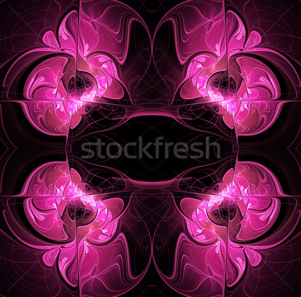 fractal illustration background frame with pink flowers and nett Stock photo © yurkina