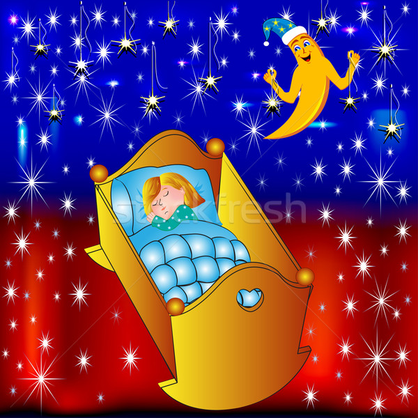 Otthon gyermek hold csillagok illusztráció számítógép Stock fotó © yurkina