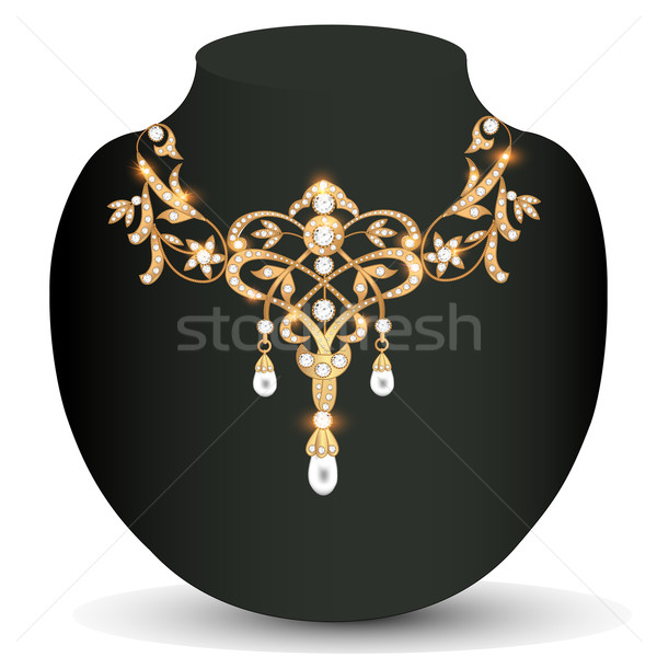 золото ожерелье свадьба женщины Драгоценные камни иллюстрация Сток-фото © yurkina