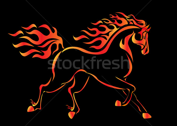 лошади сжигание иллюстрация огня аннотация оранжевый Сток-фото © yurkina