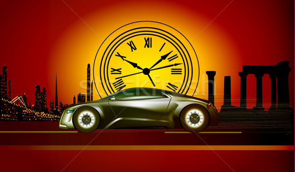  of the time machine runs to the sunset in the backdrop of histo Stock photo © yurkina
