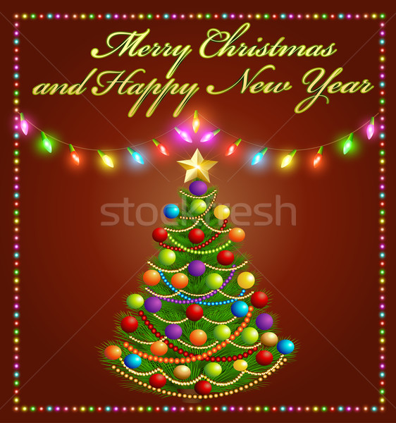 illustration Christmas tree with glowing festive garlands Stock photo © yurkina