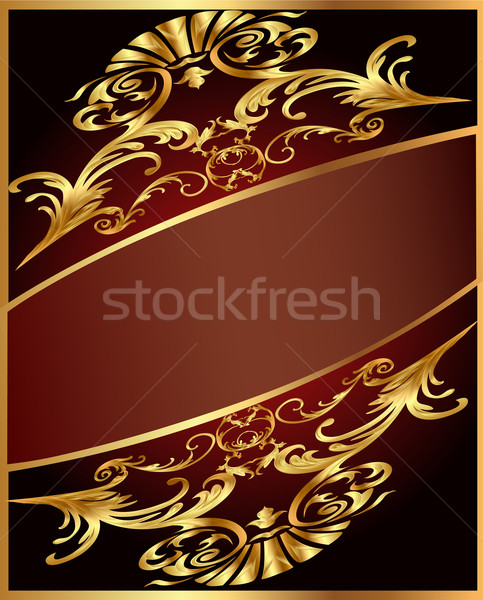  background with gold(en) ornament and brown band Stock photo © yurkina