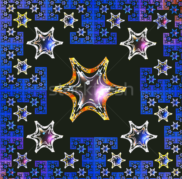 Stok fotoğraf: Fraktal · örnek · parlak · halı · geometrik · kar · taneleri