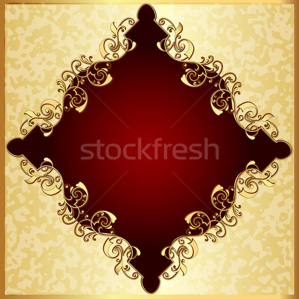  spotted background with red frame with gold(en) pattern Stock photo © yurkina