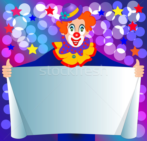  amusing clown keeps paper for invitation Stock photo © yurkina