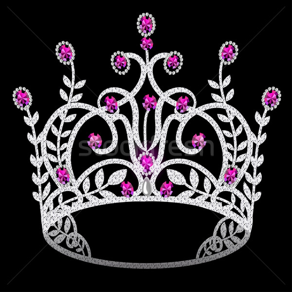  corona diadem feminine wedding with ruby on black background Stock photo © yurkina