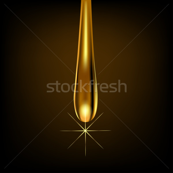  drop gold on brown background with reflection Stock photo © yurkina