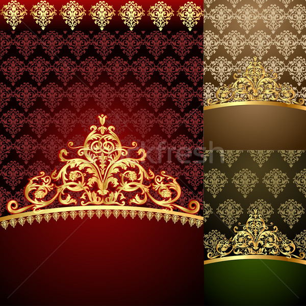 set background of the frames with gold(en) pattern Stock photo © yurkina