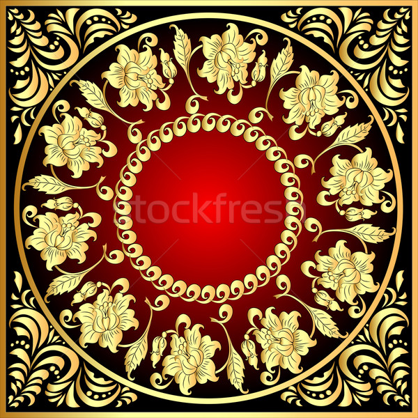  frame background with gold(en) pattern with flower Stock photo © yurkina