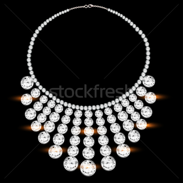  woman's necklace with precious stones on black Stock photo © yurkina