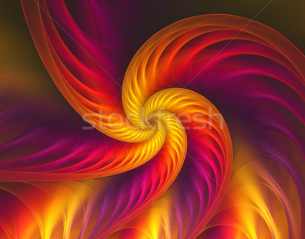 fractal illustration red spiral with golden glow Stock photo © yurkina