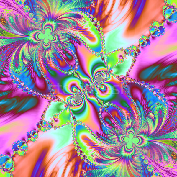 Colorful fractal floral pattern, digital artwork for creative gr Stock photo © yurkina